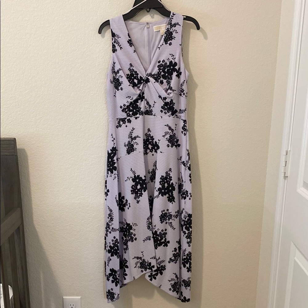 New MICHAEL KORS Purple Textured Floral Sleeveless Hi-Lo Dress Size P